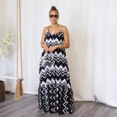 Sling Print Backless Maxi Dress NY-10859