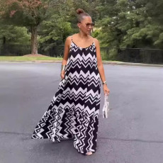 Sling Print Backless Maxi Dress NY-10859