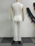 Solid Color Sleeveless Pleated Wide Leg Jumpsuit NY-10853