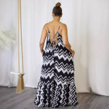 Sling Print Backless Maxi Dress NY-10859