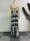 Sling Print Backless Maxi Dress NY-10859
