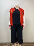 Plus Size Long Sleeve Tops Baseball Jacket GAWE-6275