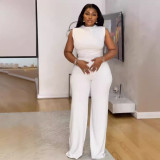 Solid Color Sleeveless Pleated Wide Leg Jumpsuit NY-10853