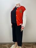 Plus Size Long Sleeve Tops Baseball Jacket GAWE-6275
