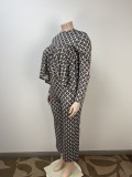 Plus Size Loose Print Long Sleeve Pants Set GAWE-6291