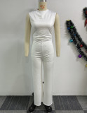Solid Color Sleeveless Pleated Wide Leg Jumpsuit NY-10853