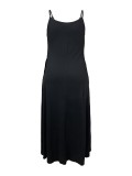 Plus Size Solid Color Sling Loose Maxi Dress GAWE-6303
