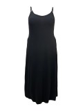 Plus Size Solid Color Sling Loose Maxi Dress GAWE-6303