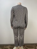Plus Size Loose Print Long Sleeve Pants Set GAWE-6291