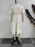 V-neck Loose Short Sleeve Casual Dress NY-10856
