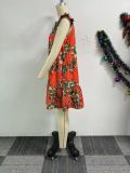 Printed Fly Sleeve Loose Mini Dress NY-10852