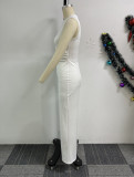 Solid Color Sleeveless Pleated Wide Leg Jumpsuit NY-10853