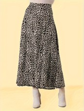 Plus Size Casual Loose Leopard Print Half-body Skirt GAWE-6304