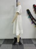 V-neck Loose Short Sleeve Casual Dress NY-10856