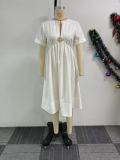 V-neck Loose Short Sleeve Casual Dress NY-10856