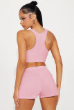 Solid Color Sport Tank Tops And Shorts 2 Piece Set FENF-307