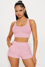 Solid Color Sport Tank Tops And Shorts 2 Piece Set FENF-307