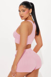 Solid Color Sport Tank Tops And Shorts 2 Piece Set FENF-307