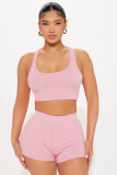 Solid Color Sport Tank Tops And Shorts 2 Piece Set FENF-307