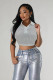 Casual Short Sleeve Sequin Top FENF-291