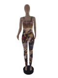 Print Sleeveless Tight Jumpsuit LP-90075