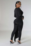 Solid Color Deep V-Neck Jumpsuit Set HNIF-2416