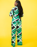 Casual Long Sleeve Print Shirt Wide Leg Pants Set HNIF-2306