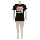 Casual Round Neck Print T Shirt HNIF-2403