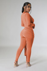Solid Color Deep V-Neck Jumpsuit Set HNIF-2416