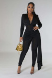 Solid Color Deep V-Neck Jumpsuit Set HNIF-2416