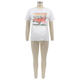 Casual Round Neck Print T Shirt HNIF-2403
