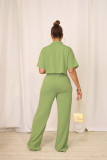 Solid Color Short Sleeve Shirt Two Piece Pants Set HNIF-2411