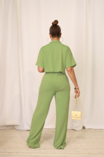 Solid Color Short Sleeve Shirt Two Piece Pants Set HNIF-2411