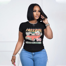 Casual Round Neck Print T Shirt HNIF-2403