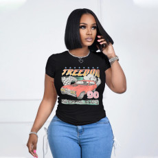 Casual Round Neck Print T Shirt HNIF-2403