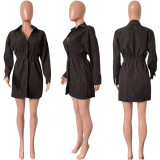 Solid Color Drop Shoulder Sleeve Mini Dress HNIF-2417