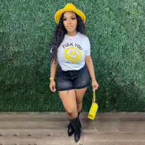 Print Short Sleeve Casual T Shirt HNIF-2176