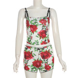 Sexy Print Sling Vest And Shorts Two Piece Set XEF-51832