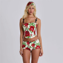 Sexy Print Sling Vest And Shorts Two Piece Set XEF-51832