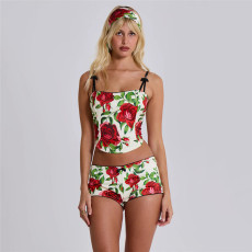 Sexy Print Sling Vest And Shorts Two Piece Set XEF-51832