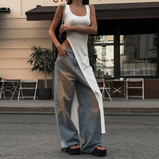 Slim Sleeveless Irregular Knit Bottom Shirt XEF-52005