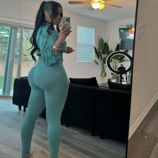 Long Sleeve Zipper Solid Color Two Piece Pants Set XEF-51552