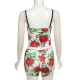 Sexy Print Sling Vest And Shorts Two Piece Set XEF-51832