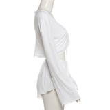 Sexy Tie Cardigan Solid Color Shorts Set XEF-51714