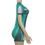 Contrast Color Backless Slim Romper XEF-51040