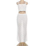 Sexy Solid Color Sling Tops Two Piece Skirts Set XEF-49878