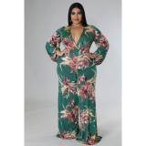 Plus Size Print Tie Up Wide Leg Jumpsuit  ASL-7092