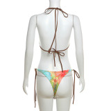 Tie Up Printed Bikini Two Piece Swimsuit XEF-48838