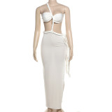 Sexy Backless Split Patchwork Irregular Long Dress XEF-50283