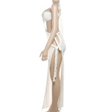 Sexy Backless Split Patchwork Irregular Long Dress XEF-50283